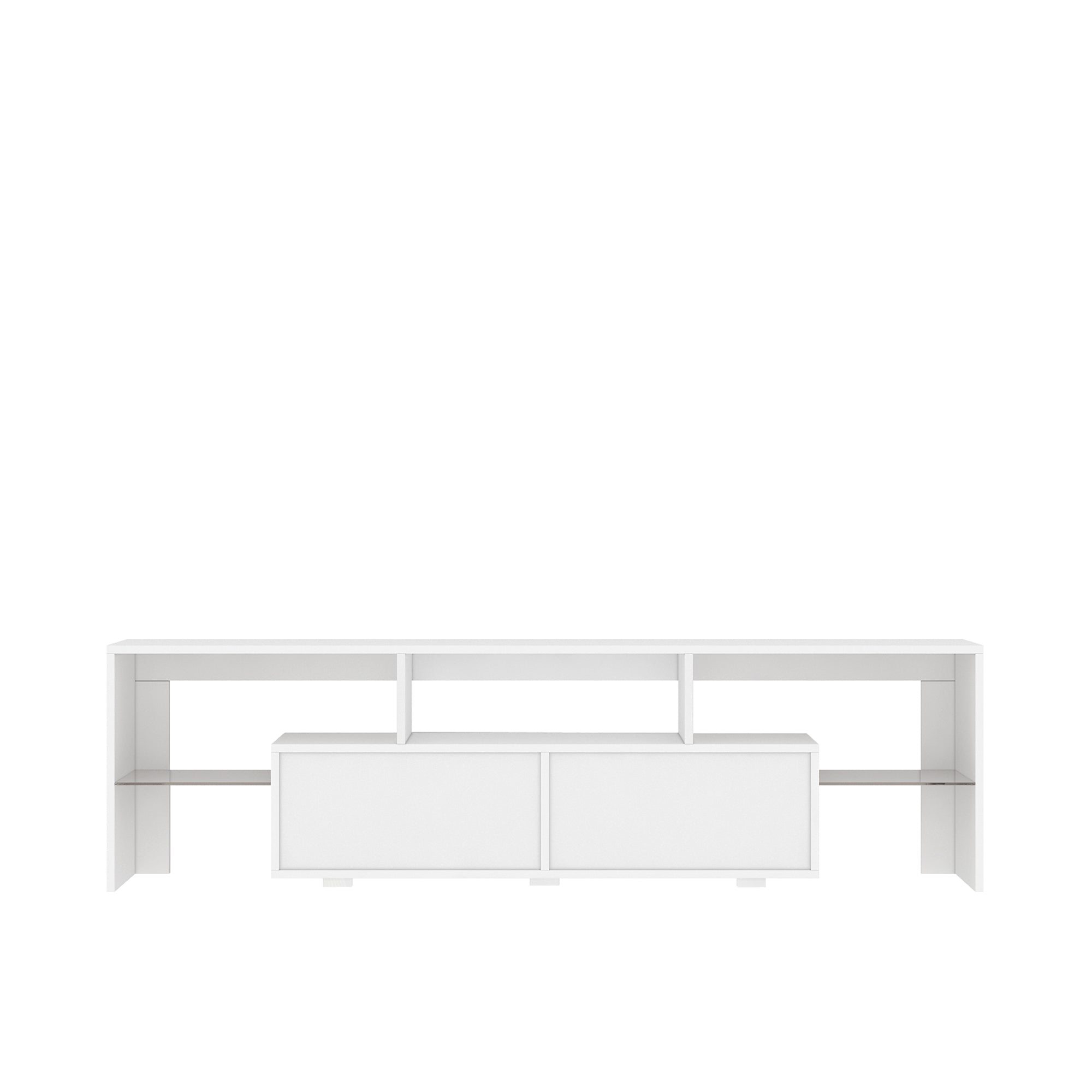 High gloss TV Stand with LED Lights for TVs up to 65'', Modern TV Console with Storage Cabinets for Living Room - Grand Goldman Shop