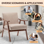 Mid-Century Modern Wingback Accent Chair with Solid Wood Frame and Extra-Thick Backrest – Lounge Chair for Living Room, Bedroom, or Reading Room - Grand Goldman Shop