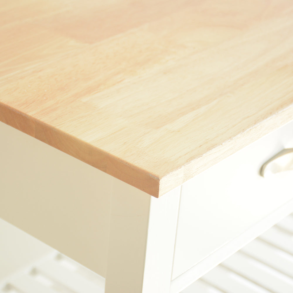 Kitchen Island & Kitchen Cart, Rubber Wood Top, Mobile Kitchen Island with Two Lockable Wheels, Simple Design for Easy Storing and Fetching, Two Drawers Give Unique Storage for Special Utensil. - Grand Goldman Shop