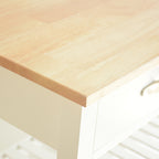 Kitchen Island & Kitchen Cart, Rubber Wood Top, Mobile Kitchen Island with Two Lockable Wheels, Simple Design for Easy Storing and Fetching, Two Drawers Give Unique Storage for Special Utensil. - Grand Goldman Shop
