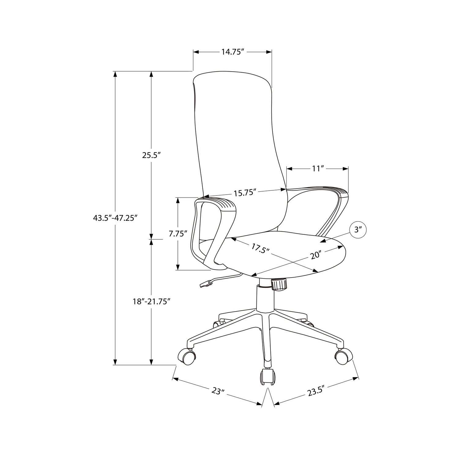 Contemporary Office Chair with Adjustable Height, Armrests, Swivel, Ergonomic Design in Black Fabric and Metal, Modern Work C