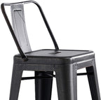 24' Sanded Matte Black Industrial Contemporary Rustic Metal Barstools with Bucket Back, Set of 4 - Grand Goldman
