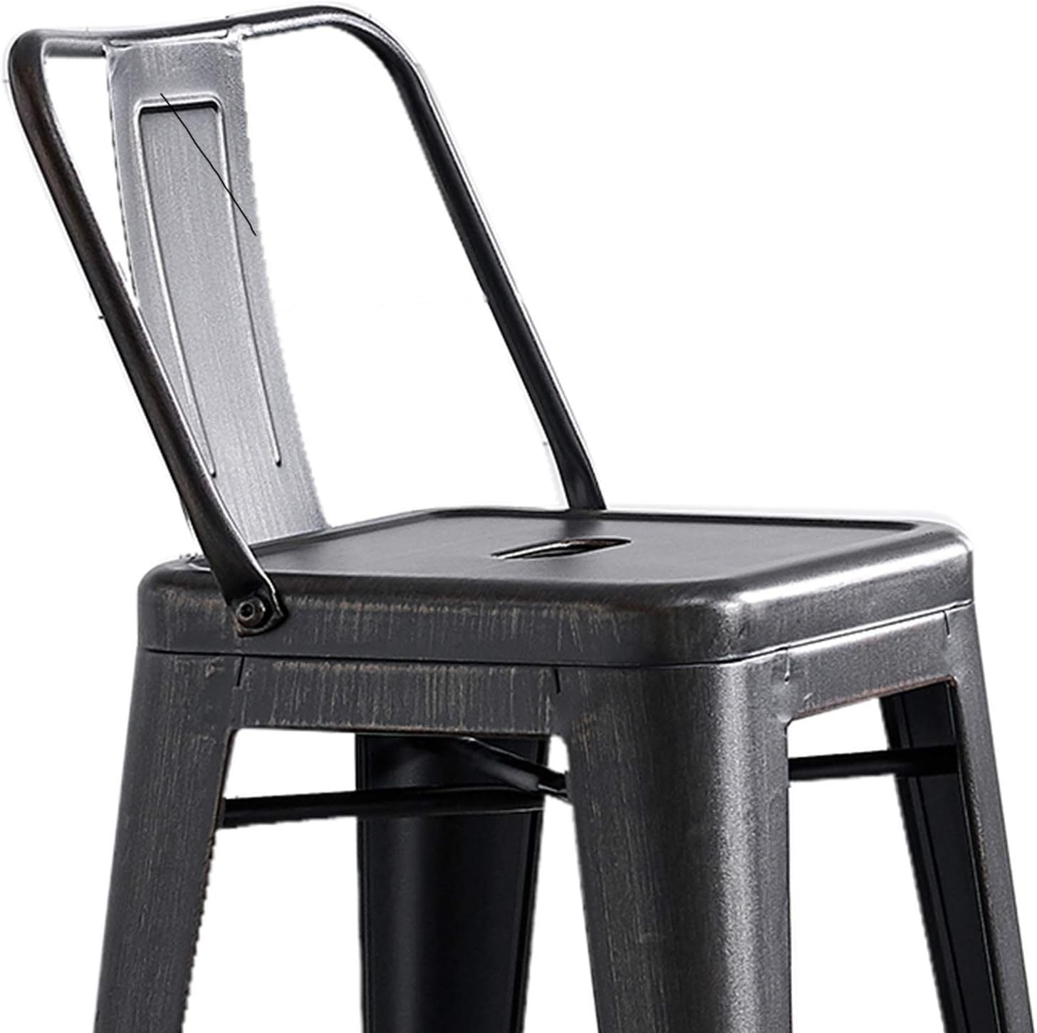 24' Sanded Matte Black Industrial Contemporary Rustic Metal Barstools with Bucket Back, Set of 4 - Grand Goldman