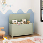Kids Wooden Toy Box Storage with Safety Hinged Lid for Ages 2+ (Sage) - Grand Goldman
