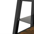 Wooden Storage TV Stand Black Tempered Glass Height Adjustable Universal Swivel Entertainment Center With Mount TV Stand, Rustic Browm - Grand Goldman Shop