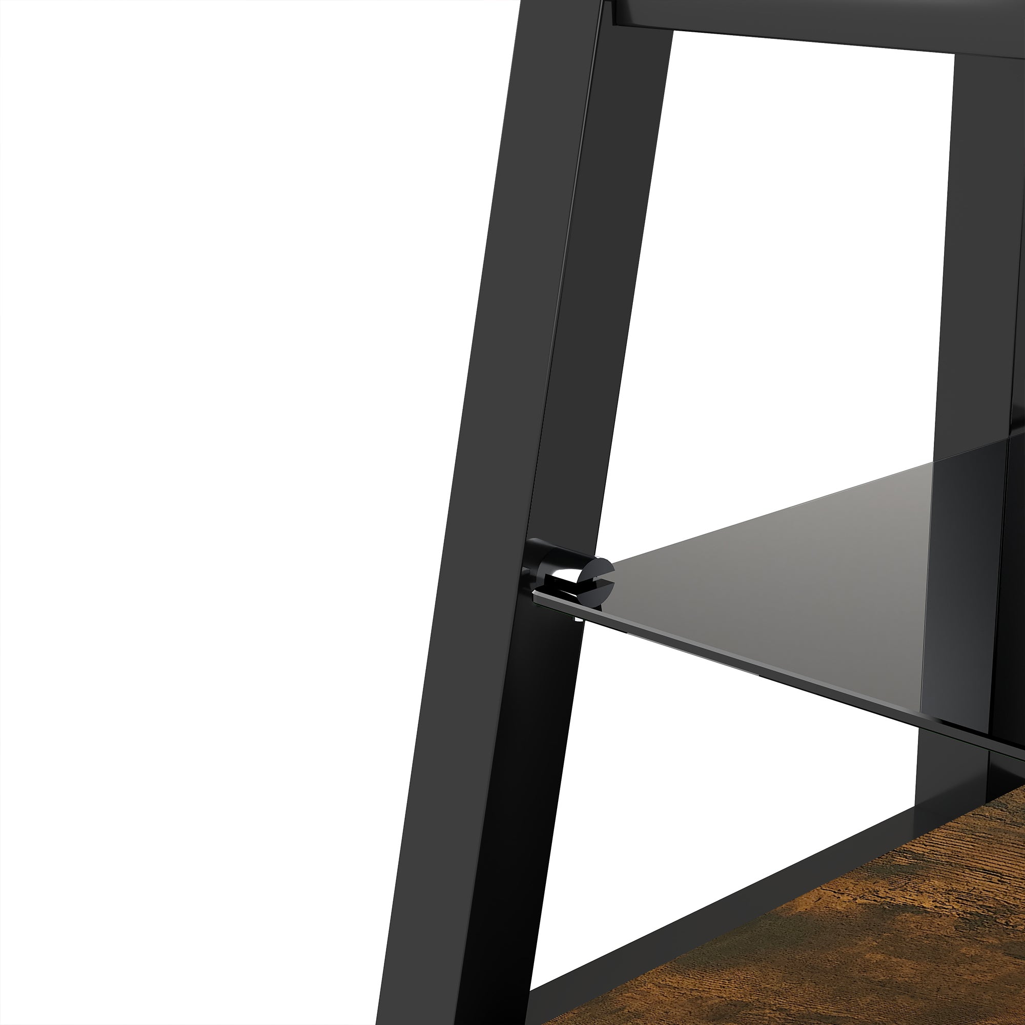 Wooden Storage TV Stand Black Tempered Glass Height Adjustable Universal Swivel Entertainment Center With Mount TV Stand, Rustic Browm - Grand Goldman Shop