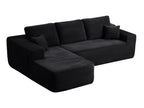 104' Cloud Sectional Sofa with L-Shape Chaise and Side Pockets , Modern Modular Design, Deep Seating, Upholstered Couch for Living Room/Bedroom, No Assembly Required (Plush Fabric), Black, Left-facing - Grand Goldman Shop