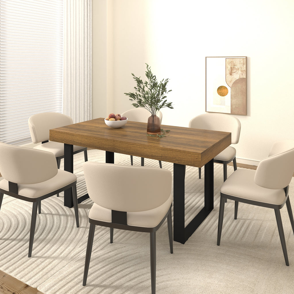 Rectangle extendable dining table for 6-10 people aged effect wood and black 160-200 cm - Grand Goldman Shop