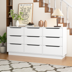 9 Drawer Dresser for Bedroom with Deep Drawers, Large Floor Wood Dressers & Chest of Drawers , Modern White Long Dressers for Closet Living Room - Grand Goldman Shop