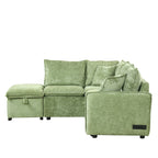 Convertible Sofa Bed Sectional Sofa Sleeper with Storage Ottoman, Green Chenille, 82.67 inches - Grand Goldman Shop