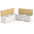 3-Piece L-Shaped Multi-Functional Storage Bench with Cushion, serving as a kitchen corner bench, toy storage box, or reading nook seat., White and Natural, 63'D x 63'W x 19.1'H - Grand Goldman Shop