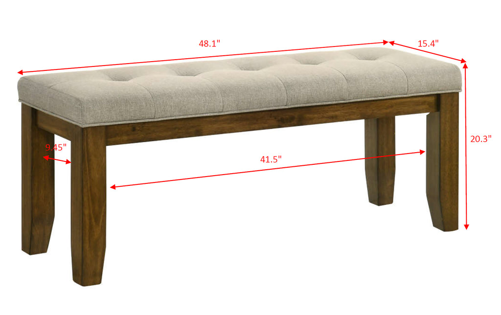 1pc Tailored Bench Tufted Upholstered Soft Neutral Fabric Luxurious Comfort Modern Wooden Dining Room Furniture - Grand Goldman Shop