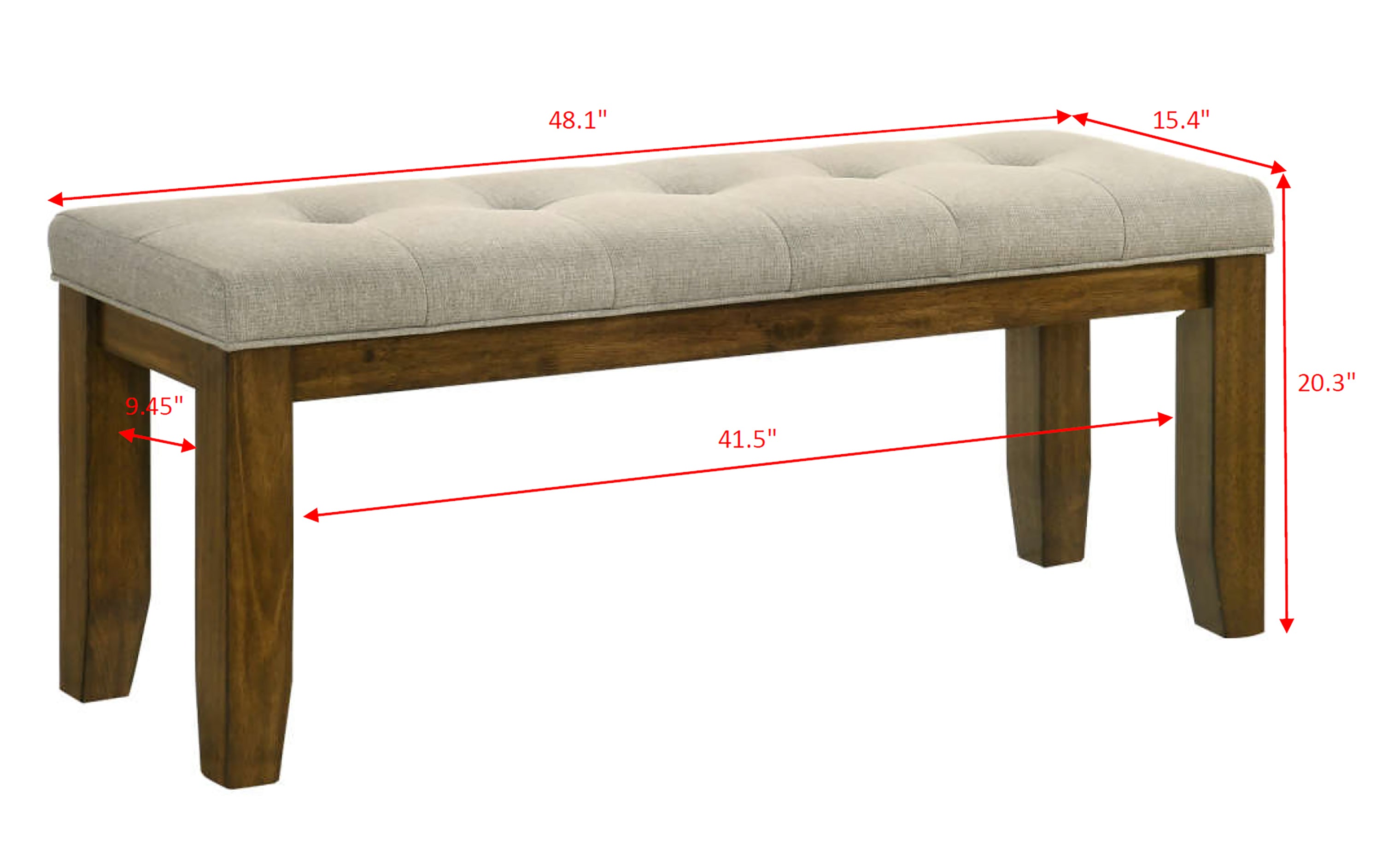 1pc Tailored Bench Tufted Upholstered Soft Neutral Fabric Luxurious Comfort Modern Wooden Dining Room Furniture - Grand Goldman Shop