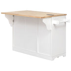 K&K 59.3' Kitchen Island with Storage 2 Pull Out Cabinet Organizers & Rubber Wood Drop Leaf, Rolling Kitchen Island with Trash Can Storage, Power Outlet, Spice & Towel Rack for Kitchen, Dining, White - Grand Goldman Shop