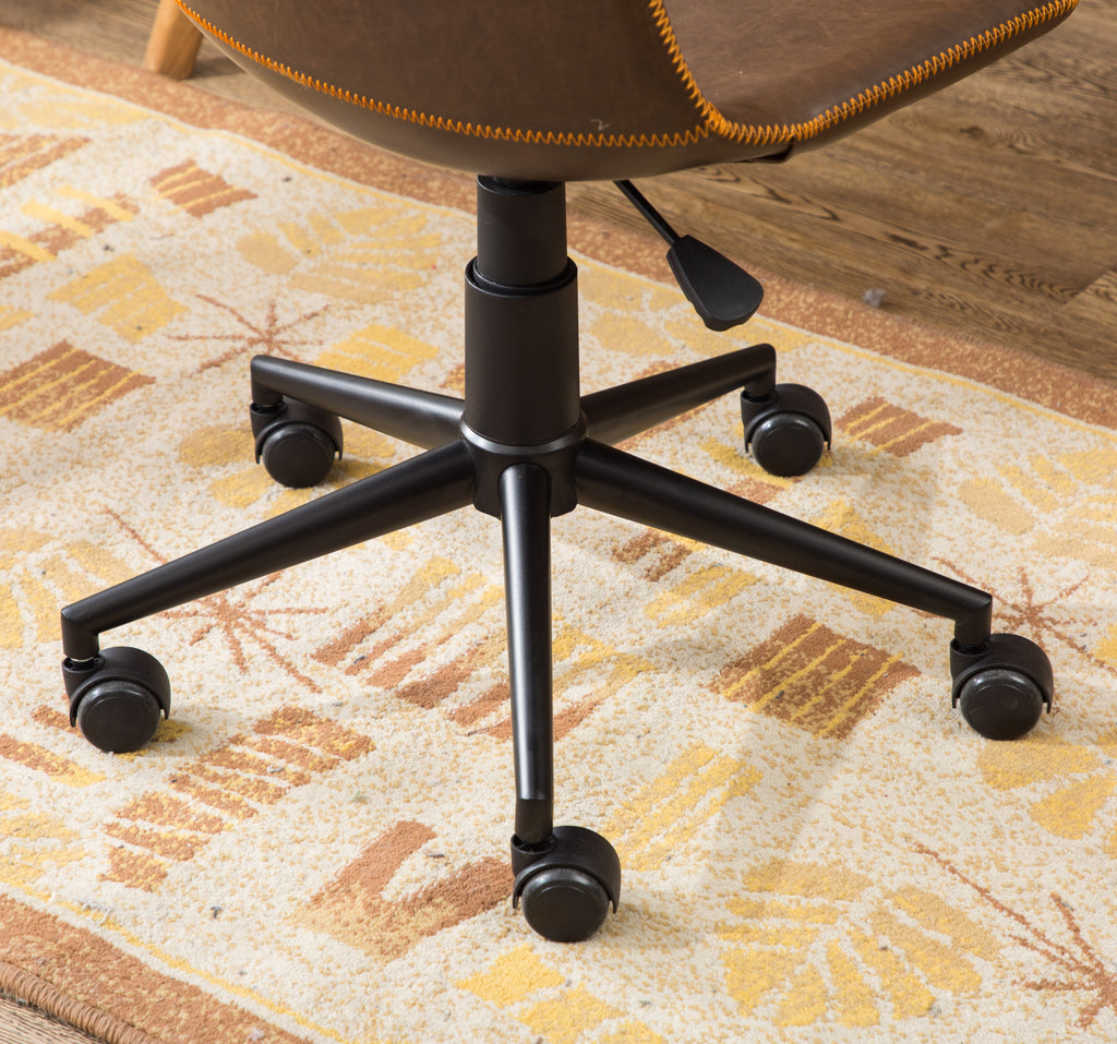 Cesena Faux Leather 360 Swivel Air Lift Office Chair, Antique Brown - Grand Goldman