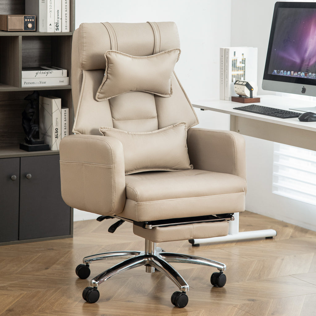 Swivel Ergonomic Office Chair, Technology Leather  High Back Office Chair with Lumbar Support Headrest, Sedentary Comfortable