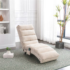 Linen Massage Chaise Lounge Indoor with Remote Control, Ergonomic Electric Massage Lounger in Beige - Grand Goldman Shop