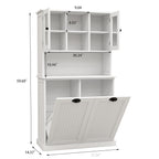 Two-Compartment Tilt-Out Dirty Laundry Basket Tall Bathroom Cabinet with 2 Adjustable Shelves-White - Grand Goldman Shop