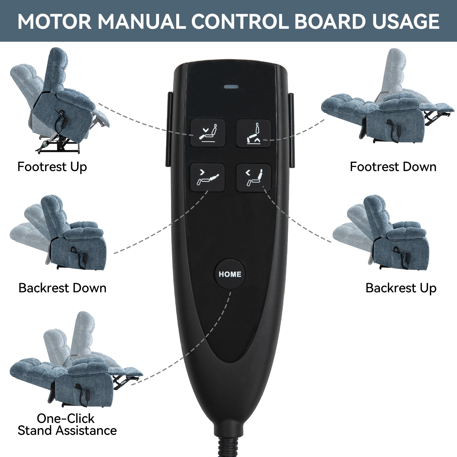 Lift Recliner Chair Heat Massage Dual Motor Infinite Position Up to 350 LBS Large Electric Power Lift Recliners with Power-Remote, Medium-firm and Heavy duty, Blue - Grand Goldman Shop