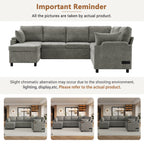 Versatile Light Grey Chenille Sectional Sofa Bed with Storage, Cup Holders & Charging Ports, 109.9' - Grand Goldman Shop