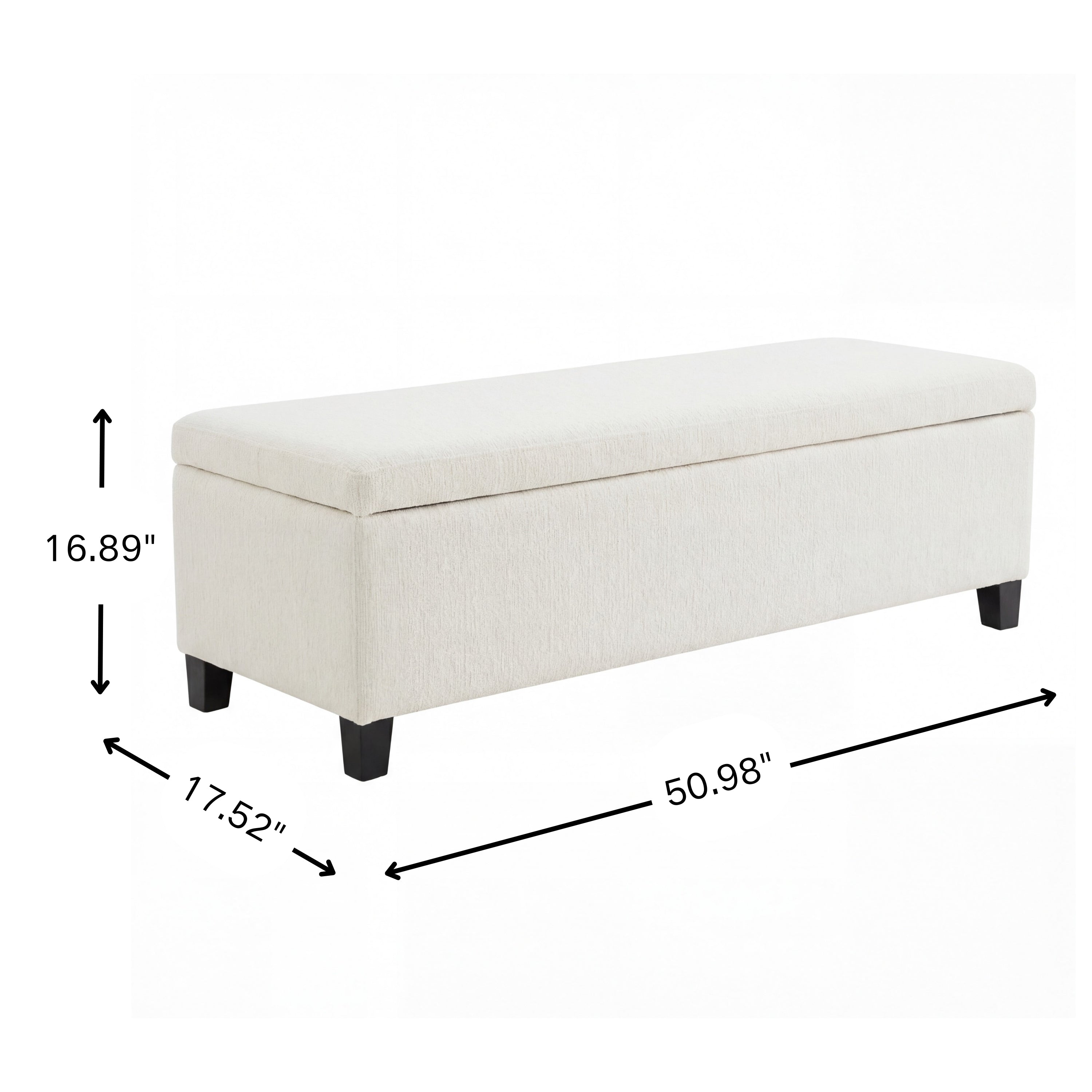 Indoor Textured Boucle White Storage Ottoman Bench - 50.98''L Upholstered Entryway Bench with Hidden Storage, 300lbs Weight Capacity for Living Room, Bedroom & Hallway - Grand Goldman Shop