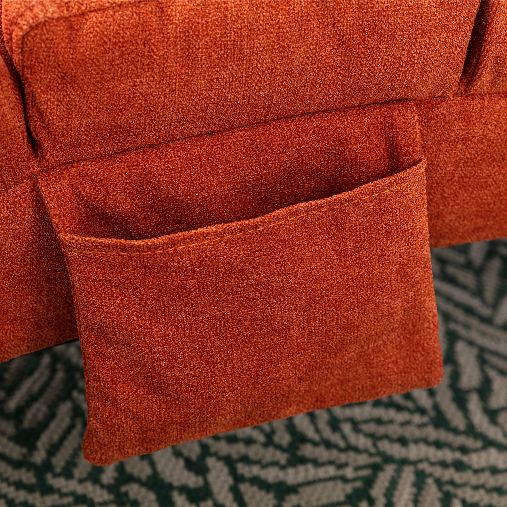 Ergonomic Linen Massage Chaise Lounge with Remote Control, Orange, 5 Modes - Grand Goldman Shop