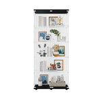 Glass Display Cabinet with 5 Shelves Double Door, Curio Cabinets for Living Room, Bedroom, Office, Black Floor Standing Glass