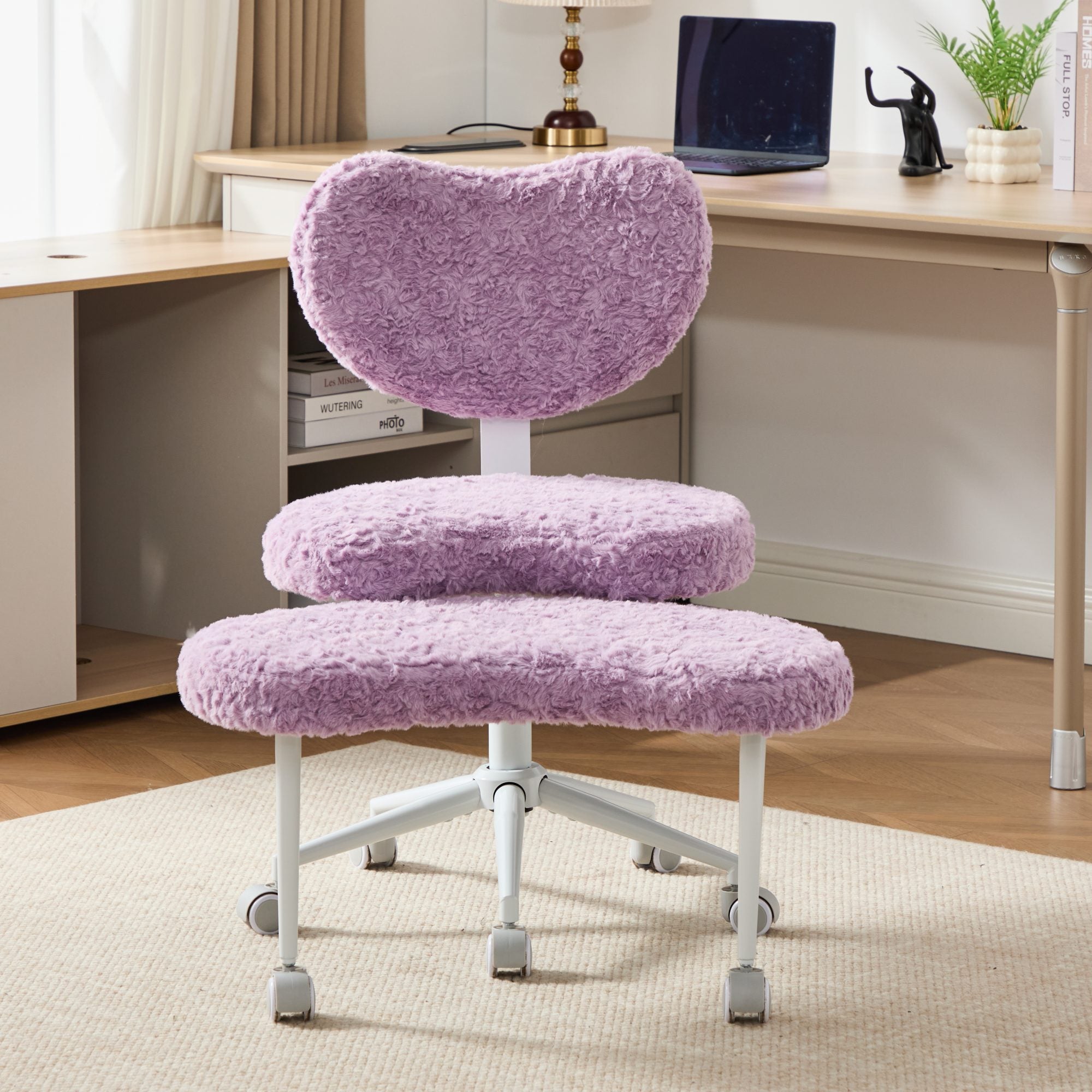 Artificial rabbit hair Meditation Chair Plus, Cross Legged Chair with Wheels, ADHD Chair, Criss Cross Desk Chair with Lumbar 