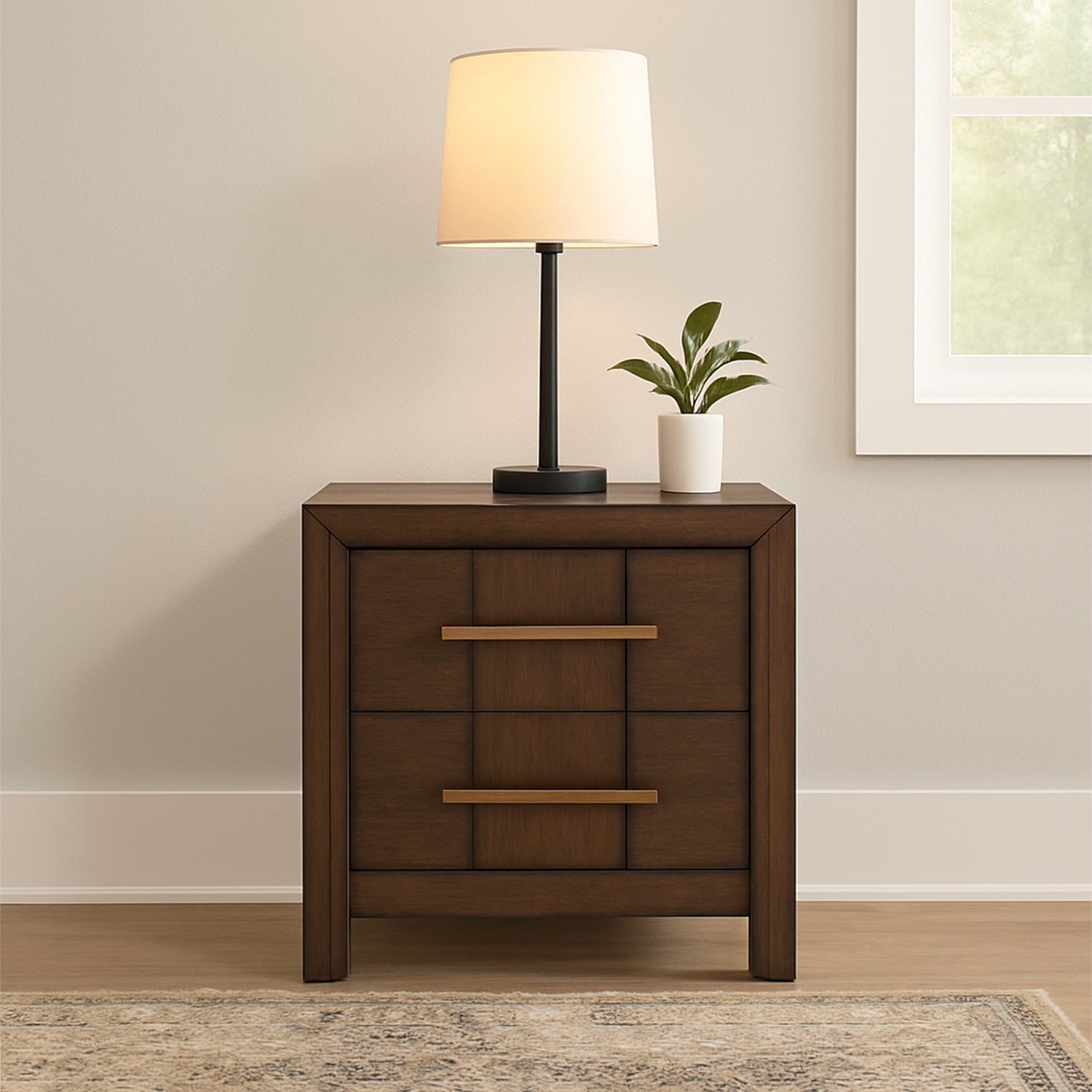 KENZO Modern King 5-Piece Storage Bedroom Set in Walnut Finish with LED Headboard, Bluetooth Speakers, USB Ports, Dresser, Mirror, Nightstand and Chest - Grand Goldman Shop