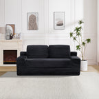 Corduroy Cloud Double Sofa, 2-in-1 Convertible Sofa Bed, Comfortable Boneless Double Sofa, Suitable for Living Room, Apartment, Small Space Black - Grand Goldman Shop
