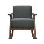 Modern Home Furniture 1pc Rocking Chair Dark Gray Fabric Upholstered Dark Walnut Finish Wood Cushion Seat and Back - Grand Goldman Shop