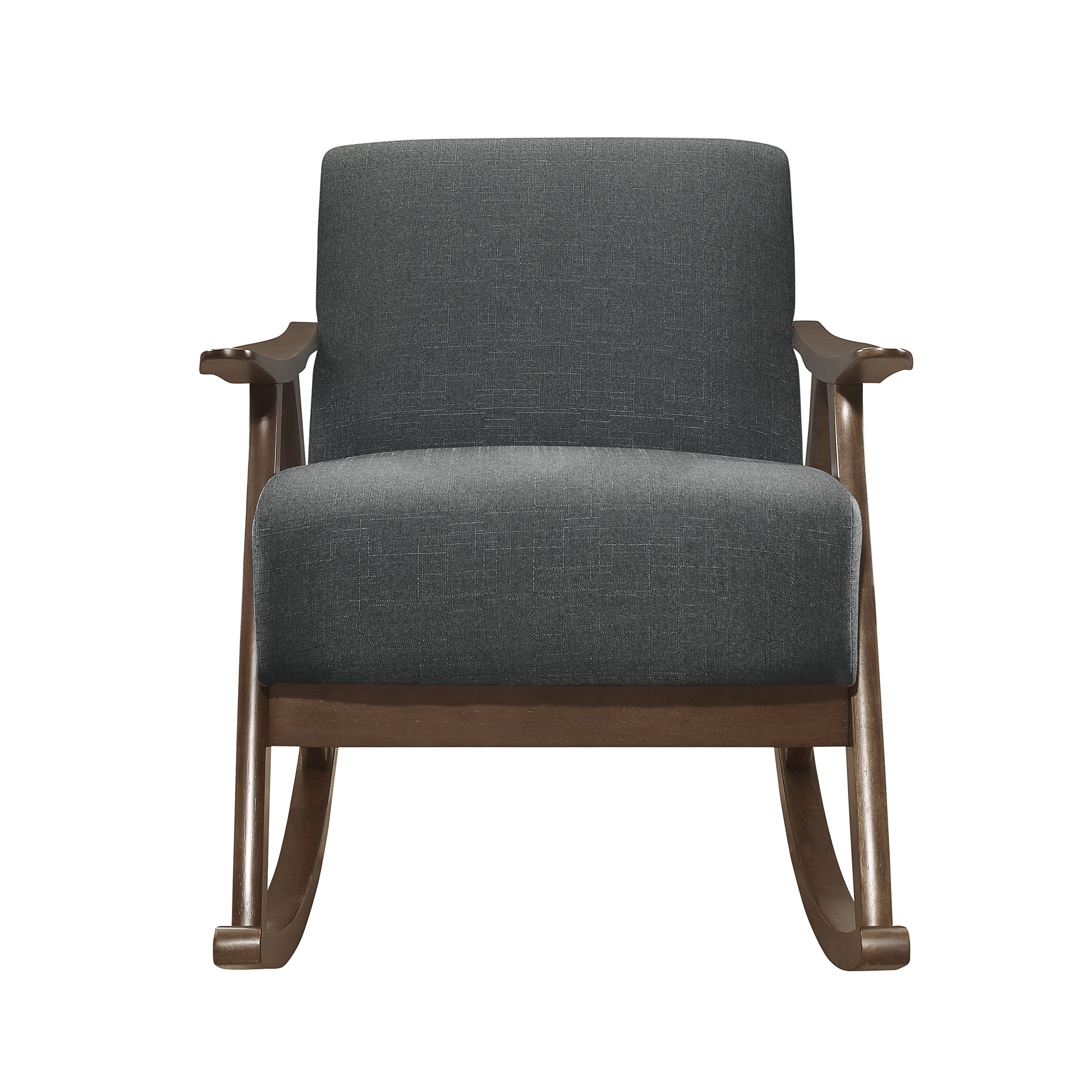 Modern Home Furniture 1pc Rocking Chair Dark Gray Fabric Upholstered Dark Walnut Finish Wood Cushion Seat and Back - Grand Goldman Shop
