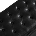 Upholstered tufted button storage bench ,Faux leather entry bench with spindle wooden legs, Bed bench- Black - Grand Goldman Shop