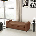 Stylish and Durable Brown Faux Leather Ottoman - Grand Goldman Shop