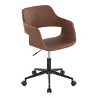 Contemporary Task Chair in Black Metal and Brown Faux Leather | Premium Home Decor - Grand Goldman
