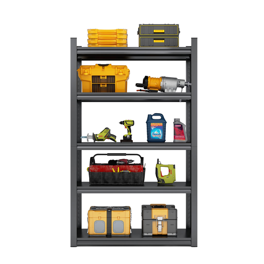 Industrial Metal Shelves 5 Tier Heavy Duty Storage Utility Rack Black Adjustable 47.2'W x 18'D x 78'H - Grand Goldman Shop