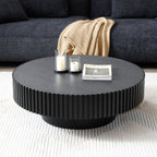 31.49'' Nesting Round Wood Coffee table for Apartment, Modern Living Room Coffee Table with Sturdy Pedestal ,BLACK (Same Sku:W876P243950) - Grand Goldman Shop