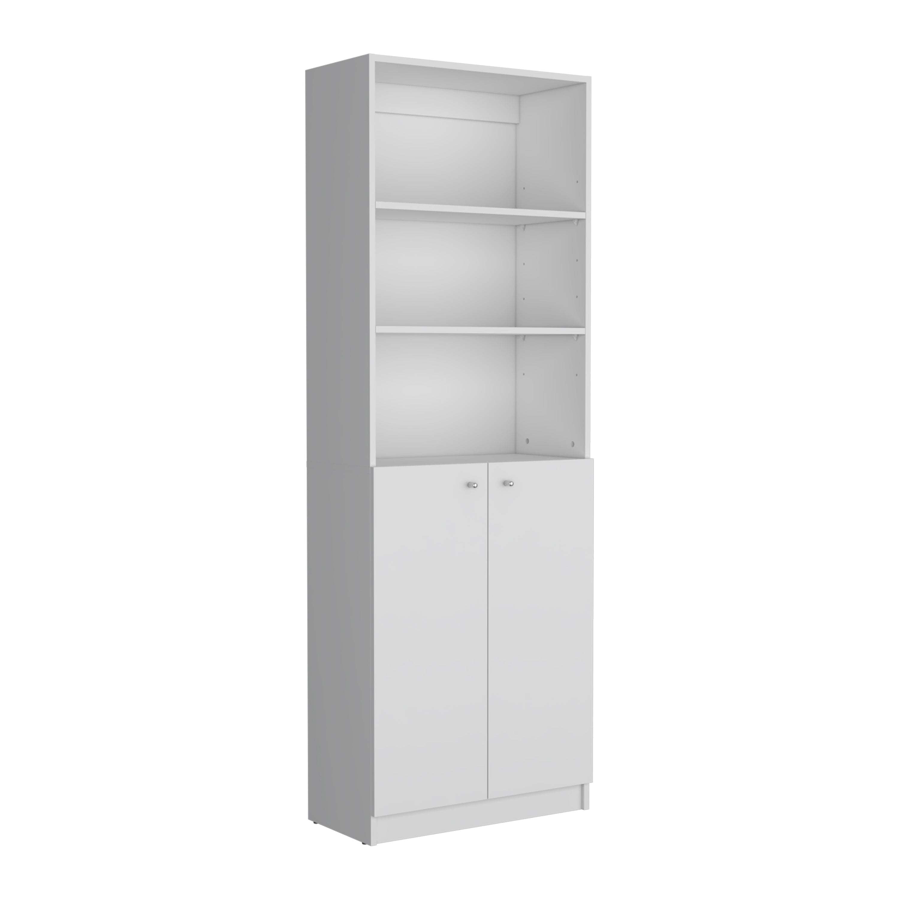 Home 2-Door Bookcase, Modern Storage Unit with Dual Doors and Multi-Tier Shelves -White -Office | Premium Home Decor - Grand 
