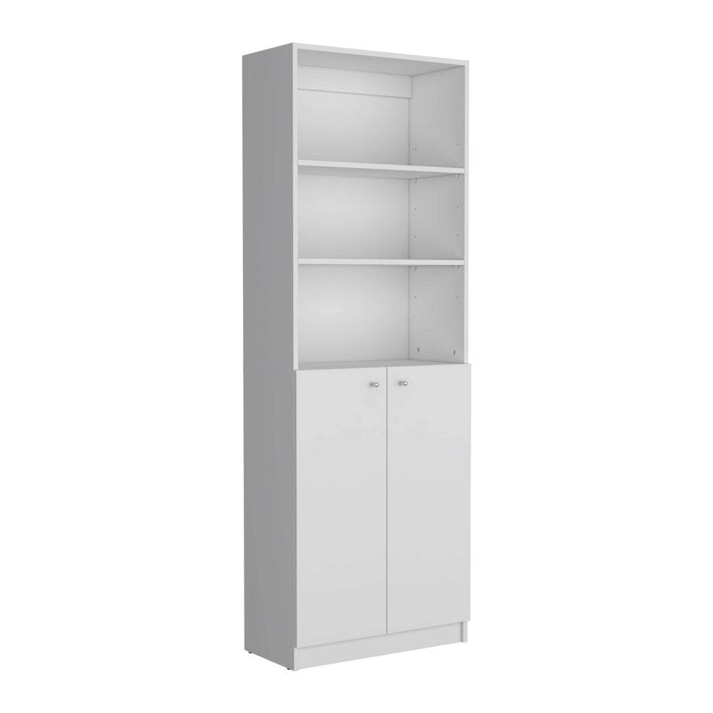 Home 2-Door Bookcase, Modern Storage Unit with Dual Doors and Multi-Tier Shelves -White -Office | Premium Home Decor - Grand 
