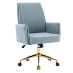 Ergonomic Mid-Back Office Chair with Striped Corduroy Fabric, Blue, Designed for Work, Study, and Relaxation | Premium Home D