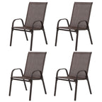 8 Piece Patio Chairs, Outdoor Camping Chairs with Breathable Textilene Fabric, Set of 2 Garden Chairs with Armrest High Backr