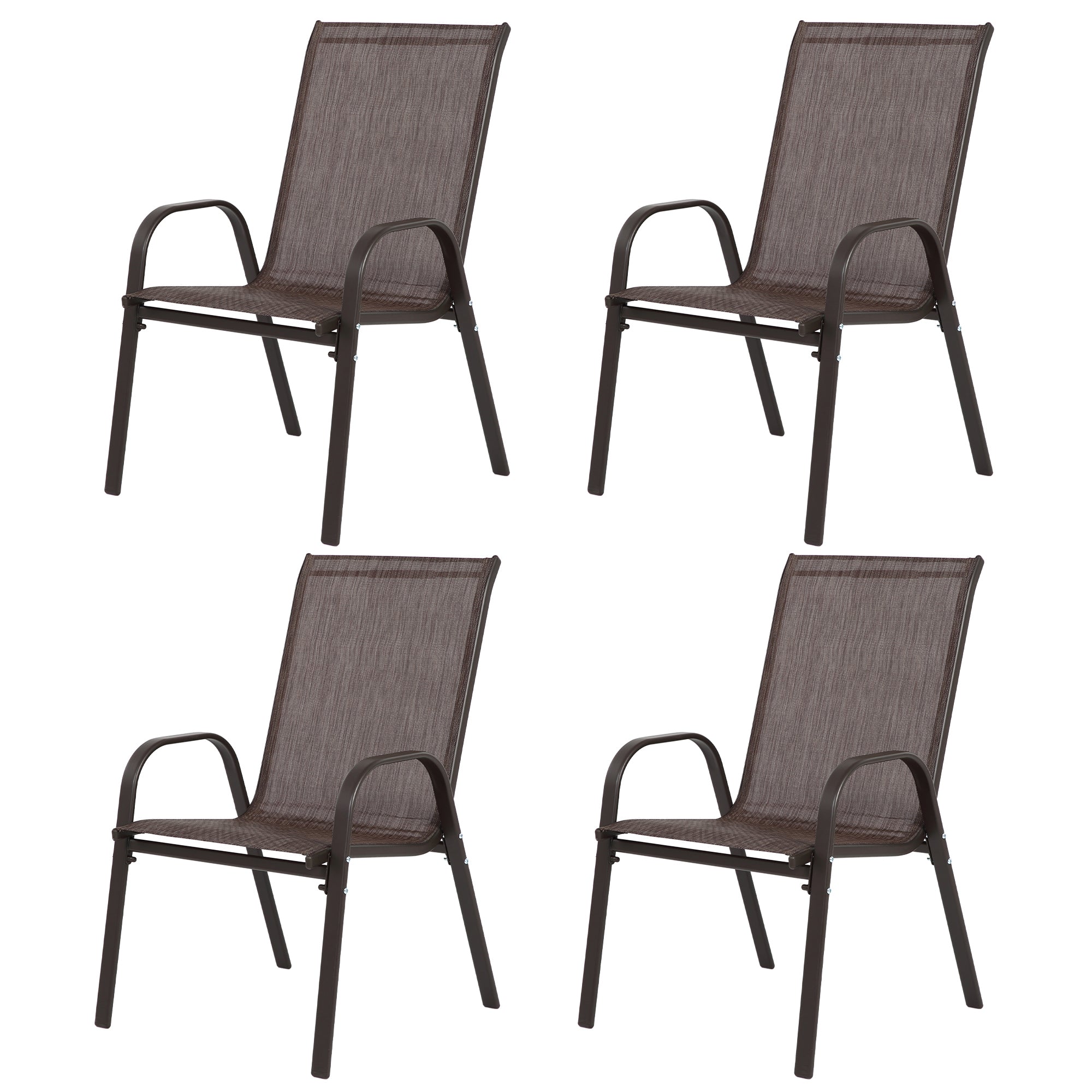 8 Piece Patio Chairs, Outdoor Camping Chairs with Breathable Textilene Fabric, Set of 2 Garden Chairs with Armrest High Backr