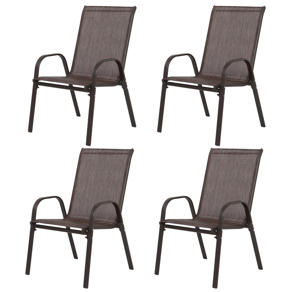 Stylish 4 Piece Patio Chairs, Outdoor Camping Chairs with Breathable Textilene Fabric, Set of 2 Garden Chairs with Armrest Hi