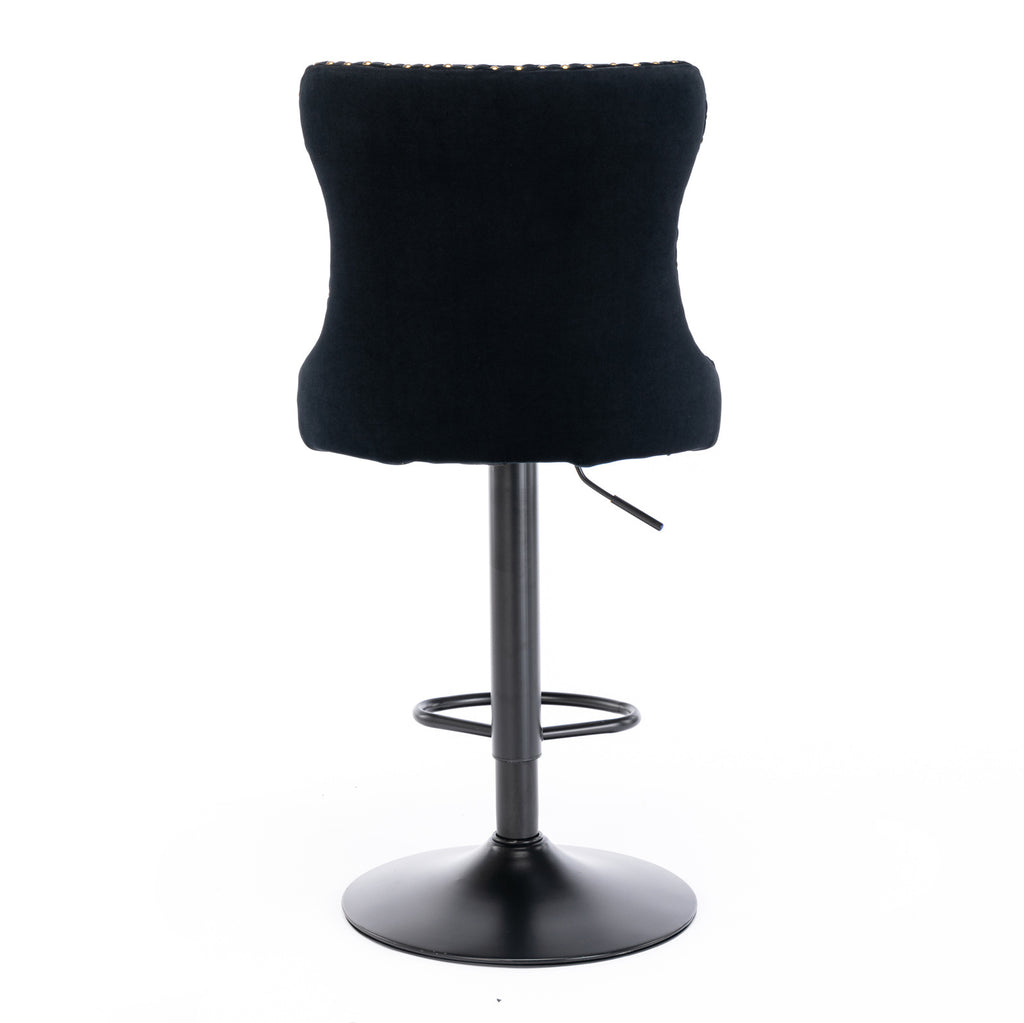 A&A Furniture,Swivel Velvet Barstools Adjusatble Seat Height from 25-33 Inch,17.7 inch base, Modern Upholstered Bar Stools with Backs Comfortable Tufted for Home Pub and Kitchen Island,Black,Set of 2 - Grand Goldman Shop