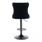 A&A Furniture,Swivel Velvet Barstools Adjusatble Seat Height from 25-33 Inch,17.7 inch base, Modern Upholstered Bar Stools with Backs Comfortable Tufted for Home Pub and Kitchen Island,Black,Set of 2 - Grand Goldman Shop