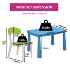 Kids Table and Chair Set,3 Piece Toddler Table and Chair Set,Plastic Children Activity Tablefor Reading,Preschool,Drawing,Tod