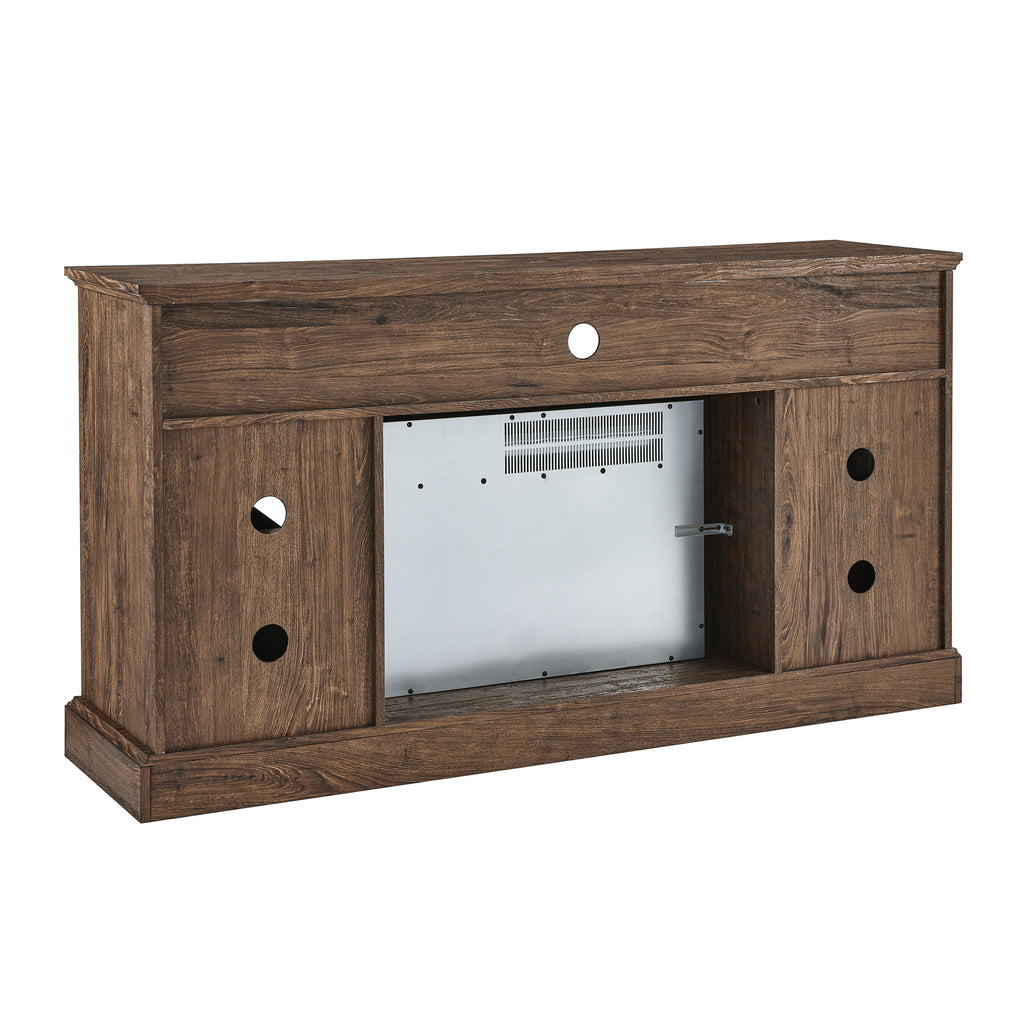 60 Inch Electric Fireplace  Entertainment Center With Door Sensor-Reclaimed Barnwood Color - Grand Goldman Shop