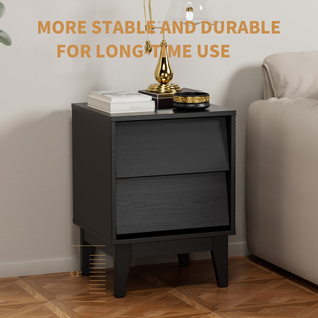 2 Set Nightstands Features Vintage-style and Bevel Design, Made of MDF, Mid Century Modern Nightstand, Night Stand for Bedroom - Grand Goldman Shop
