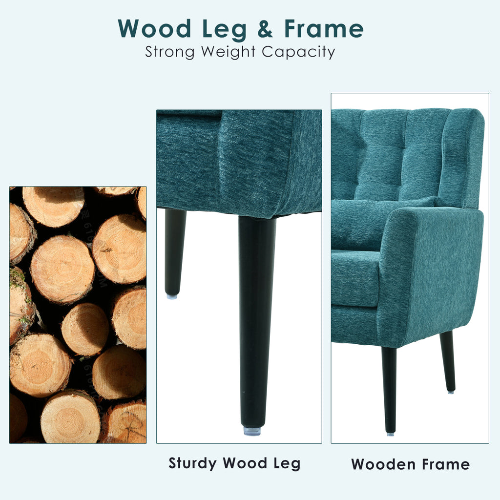 Modern Accent Chair Upholstered Foam Filled Living Room Chairs Comfy Reading Chair Mid Century Modern Chair with Chenille Fabric Lounge Arm Chairs Armchair for Living Room Bedroom (Teal) - Grand Goldman Shop