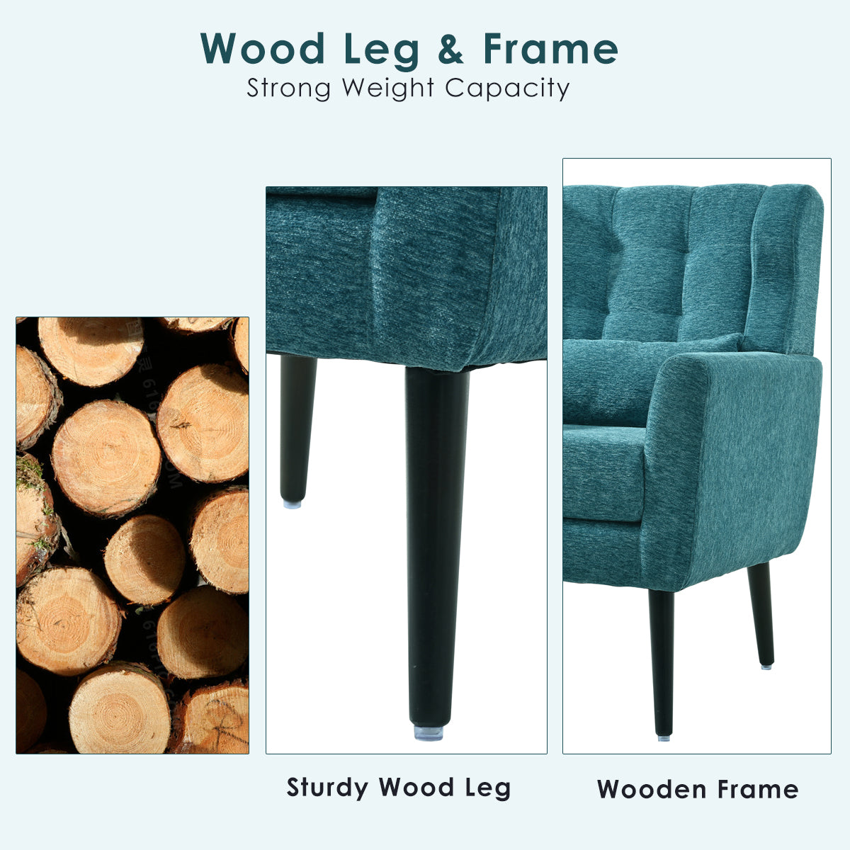 Modern Accent Chair Upholstered Foam Filled Living Room Chairs Comfy Reading Chair Mid Century Modern Chair with Chenille Fabric Lounge Arm Chairs Armchair for Living Room Bedroom (Teal) - Grand Goldman Shop